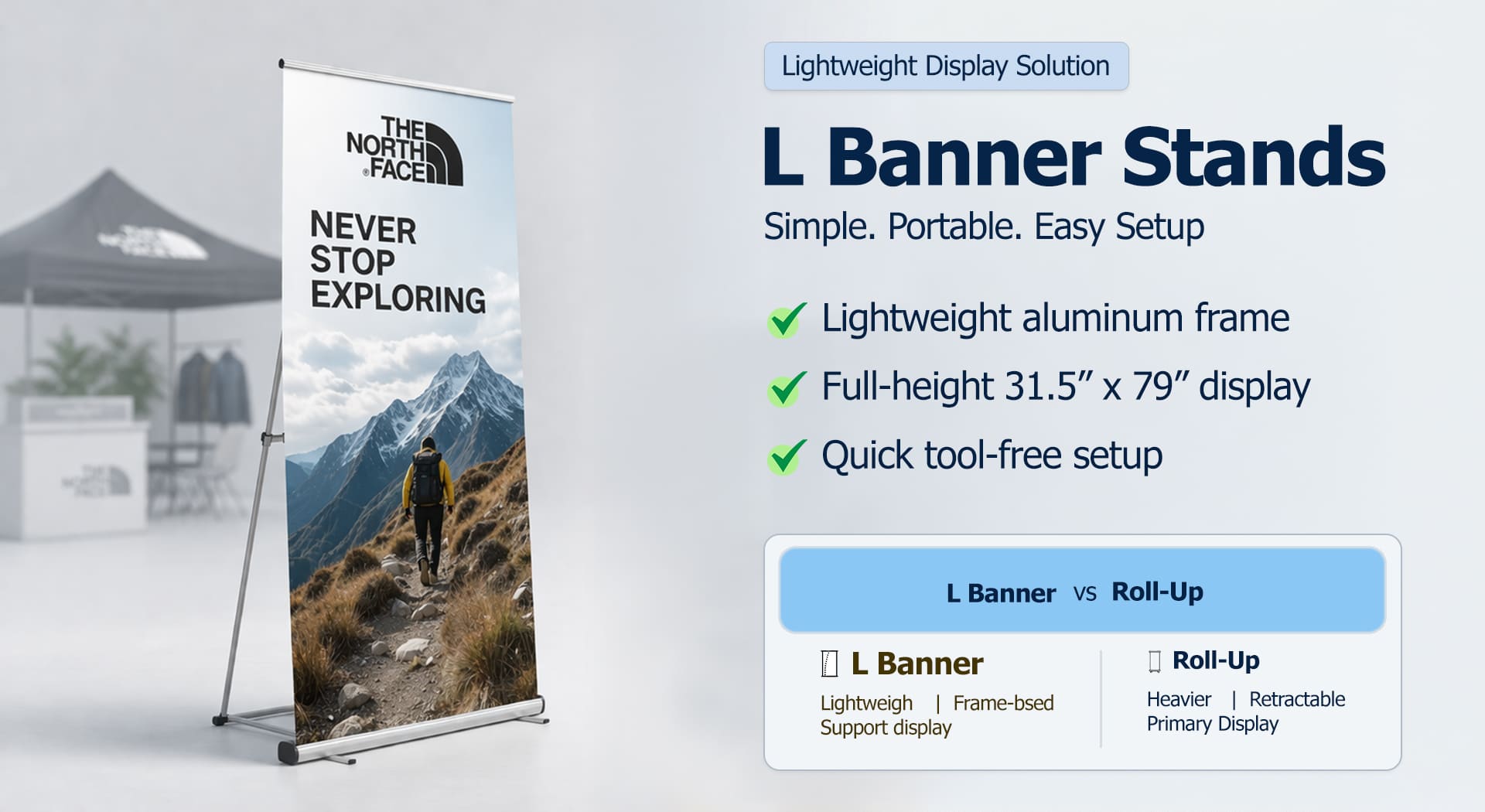 L banner stands